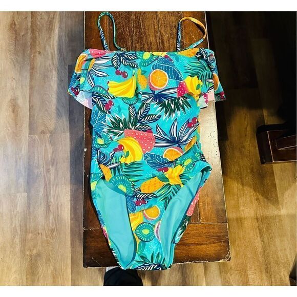 Caribbean Joe Women's Standard One Piece Swimsuit Off The Shoulder - Picture 2 of 7